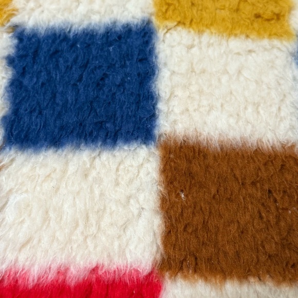 THE GREAT. EDDIE BAUER CHECKER PRINT PLUSH FLEECE 1/4 ZIP HIGH NECK SWEATER - Picture 5 of 9